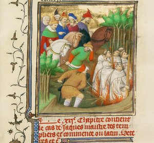Die Tempelritter verbrannt in Anwesenheit von Philipp dem Schönen und seinen Höflingen, ca. 1413-1415