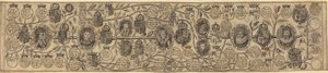 Stammbaum mit Porträts von Heinrich VII, Heinrich VIII, Elisabeth, James und Charles von British 17th Century