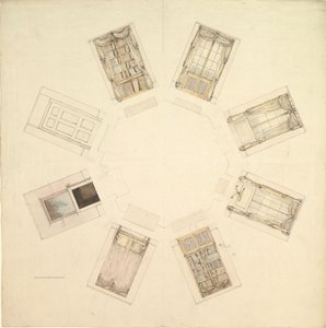 Achteckiger Raum mit Schnittansichten, 19. Jahrhundert von British Anonymous 19th Century.