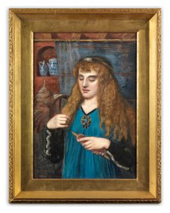 Ein Mädchen, das Wolle wickelt (um 1890) von British School