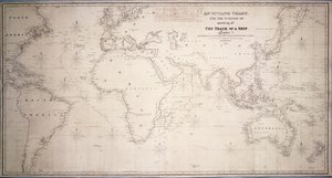 Eine Umrisskarte zum Markieren der Route eines Schiffes von British School