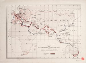 Allgemeine Karte der Telegrafenlinien zwischen Europa, Indien, Australien und China