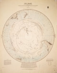 Eiskarte der südlichen Hemisphäre, zusammengestellt aus den Reisen von Cook 1772-5, Bellingshausen 1819-21... und Shackleton 1908-9