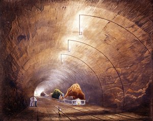 Industrielle Revolution: Eisenbahntunnel auf der Strecke Manchester - Liverpool. Platte aus „Liverpool and Manchester Railway“, London 1832.