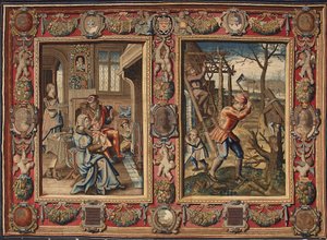 Januar und Februar: „Ein Paar am Feuer und ein Holzfäller“