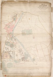 Plan von Lucknow, erstellt aus einer Vermessung von 1856, durch Leutnant Moorsom, 52. Leichte Infanterie. (Präsentiert von Kapitän Moorsom, C.E.), ca. 1856