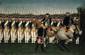 Friedrich II (1712-86) mit dem Hessen-Garde-Regiment