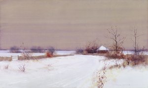 Schneeszene auf dem Land, ca. 1890