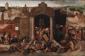 Christus vertreibt die Händler aus dem Tempel, nach 1569 von Bruegel