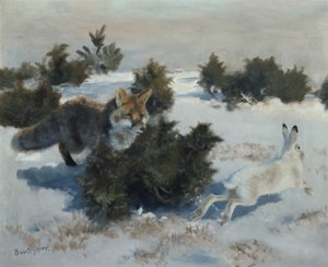 Fuchs und Hase von Bruno Andreas Liljefors