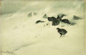 Moorhuhn im Schneesturm von Bruno Andreas Liljefors