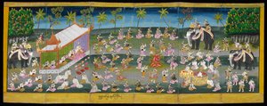 Parabaik-Bild, das ein königliches Fest auf dem Wasser zeigt von Burmese School