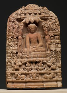 Plakette mit Episoden aus dem Leben von Shakyamuni Buddha von Burmese School