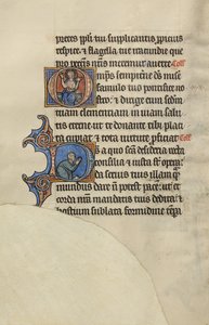 Initiale O: Christus auf dem Thron mit erhobenen Händen; Initiale D: Ein halb liegender Mann im Gebet von Bute Master