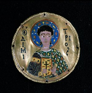 Büste des heiligen Demetrius, Email, Byzanz von Byzantine