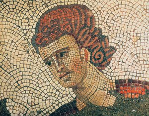 Kopf eines römischen Soldaten, Bodenbelag aus dem Großen Kaiserpalast, Konstantinopel, 5.-6. Jahrhundert von Byzantine