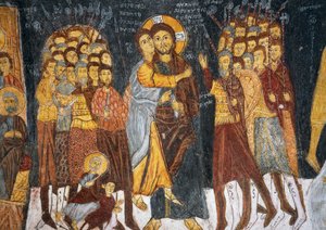Kuss des Judas, Byzantinisches Fresko (1212), Gulsehir Karsi Kilise (Kirche des Heiligen Johannes), Göreme (UNESCO-Welterbe)