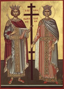 Kaiser Konstantin und seine Mutter Kaiserin Helena von Konstantinopel von Byzantine Byzantine