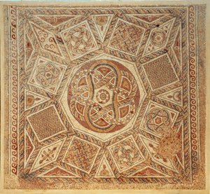 Mosaikboden aus dem byzantinischen Kloster der Festung von Deir Qala, 6. Jahrhundert n. Chr. von Byzantine Byzantine
