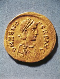 Numismatik, Antikes Rom, Münze darstellend Zeno, Kaiser des Byzantinischen Reiches von Byzantine Byzantine