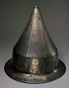Stahl-, Gold- und Silberhelm mit Deesis, byzantinisch, 13. Jahrhundert