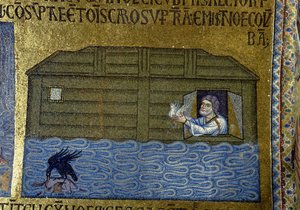 Geschichte von Noah: Noah sendet den Raben und die erste Taube (Detail) von Byzantine Byzantine