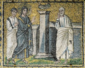 Jesus sagt die Verleugnung durch Petrus voraus, Szenen aus dem Leben Christi (Mosaik) von Byzantine School