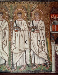 Prozession der Märtyrer (Detail eines Mosaiks, 6. Jahrhundert) von Byzantine School