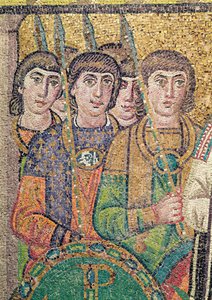 Die Wachen in Justinians Gefolge (Detail) von Byzantine School