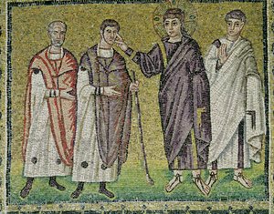 Die Heilung von zwei Blinden aus Jericho, Szenen aus dem Leben Christi (Mosaik)