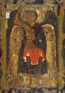 Die Erscheinung des Erzengels Michael vor Josua, dem Sohn des Nun, frühes 13. Jahrhundert von Byzantine icon.
