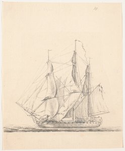 Marineschiff unter vollen Segeln