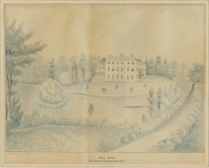 High Offley - Hill Hall: Bleistift- und Waschzeichnung von C.B Ash