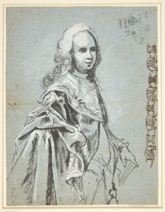 Studie zu einem Porträt, vermutlich von A. G. Moltke; rechts auf dem Blatt Studie zur Kette des Elefantenritterordens von C.G. Pilo