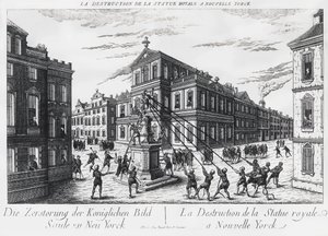 Amerikanische Separatisten reißen das Denkmal für König Georg von England in New York nieder