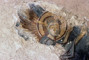 Engel, Fresko in der byzantinischen Kirche Agios Georgios, Apodoulou, Kreta, Griechenland (Foto) von J.B. and Brown J. Rowbotham