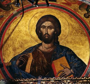 Segnender Christus, Fresko in der Kuppel des Klosters St. Johannes Theologe (Unesco-Welterbeliste)