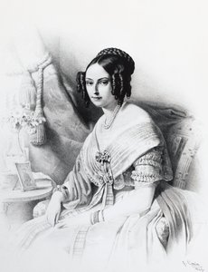 Porträt von Maria Adelaide von Habsburg-Lothringen (1822-1855), Ehefrau von Viktor Emanuel II. von Savoyen, Gravur von J.B. and Brown J. Rowbotham