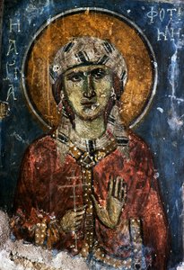 Heiliger, Fresko in der byzantinischen Kirche Agios Georgios Sfakiotis, Diavaide, Kreta, Griechenland (Foto)