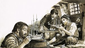 Französische Kriegsgefangene der Napoleonischen Kriege bauen Modellschiffe von C.L. Doughty