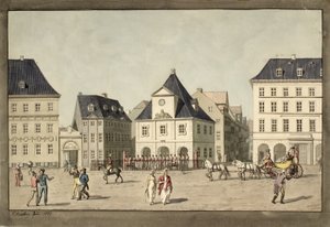 Kongens Nytorv mit der Hauptwache von Christoffer Wilhelm Eckersberg