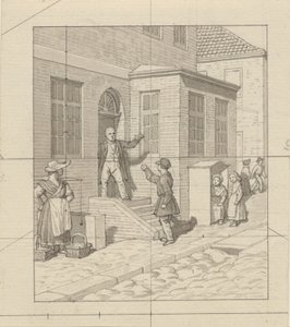 Linearperspektiven, angewendet auf die Malerei - Tafel VII, 2 - Streit auf der Straßentreppe von Christoffer Wilhelm Eckersberg