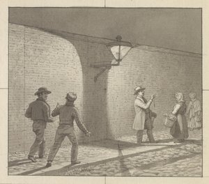 Linearperspektive angewendet auf die Malerei, Tafel VIII, Abb. 1 - Nächtliche Wanderung unter der Straßenlaterne von Christoffer Wilhelm Eckersberg