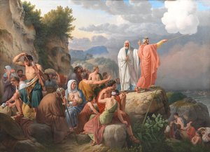 Moses lässt das Rote Meer zurückkehren und die Armee des Pharao wird überschwemmt