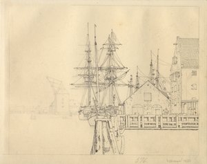 Teil eines Schiffplatzes in Christianshavn, im Hintergrund der Mastkran von Christoffer Wilhelm Eckersberg