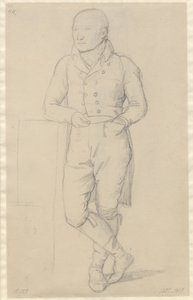 Porträt eines stehenden Mannes, mit gekreuzten Beinen, an ein Sofa gelehnt von Christoffer Wilhelm Eckersberg
