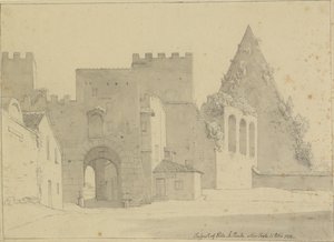Ansicht von Porta S.Paolo und Pyramide des Cestius von der Stadtseite, Rom