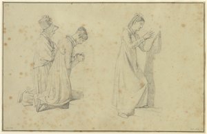 Studie einer stehenden und zwei knienden Frauenfiguren von Christoffer Wilhelm Eckersberg