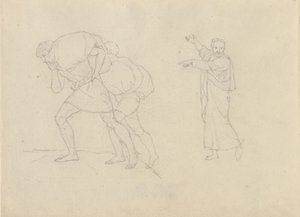Studie von zwei Männern, beladen mit Lasten auf dem Weg einen Berg hinauf von Christoffer Wilhelm Eckersberg