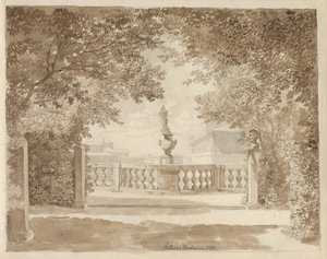 Blick vom Garten des Palazzo Barberini auf den Palast und das Quirinal, Rom